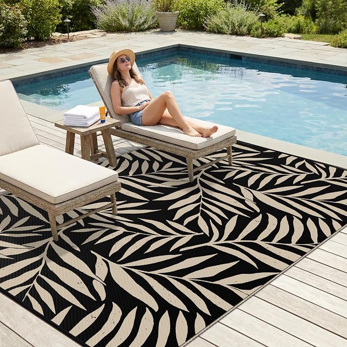 Smiry Outdoor Rug 6x9 ft, Waterproof Reversible Plastic Straw Rugs, Outdoor - Image 3