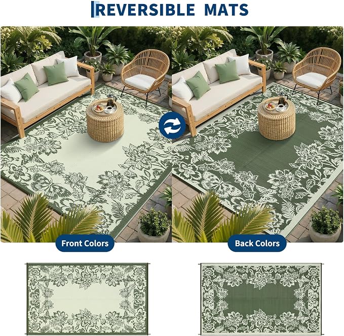 Garvee Outdoor Rugs 9' x 12’ Waterproof Reversible Mats, Large Area Plastic - Image 3