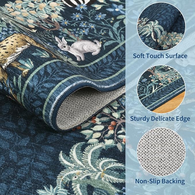 GarveeHome Zebra Teal Washable Rugs 5x7 - Image 5
