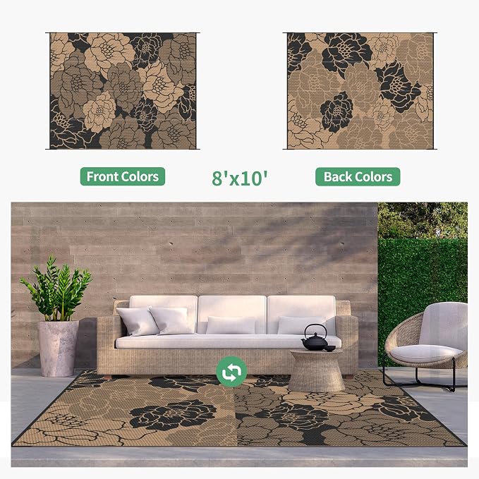 GENIMO Outdoor Rug Waterproof for Patio Decor, Large Area Rugs Mats for RV - Image 3