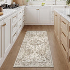 2x5 Washable Neutral Runner Rug Brown Vintage Hallway Kitchen Carpet Non-Slip - Image 2