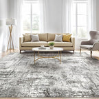 6x9 Area Rugs Living Room: Washable Large Abstract Neutral Modern Soft Gray Rug - Image 5