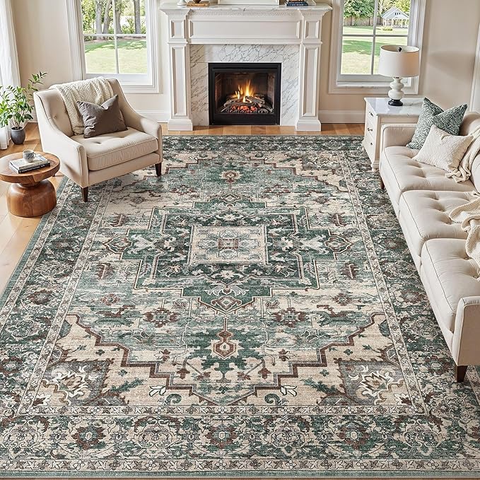 6x9 Area Rugs Living Room: Washable Vintage Rug Large Non-Slip Stain Resistant by JessibouAreaRug