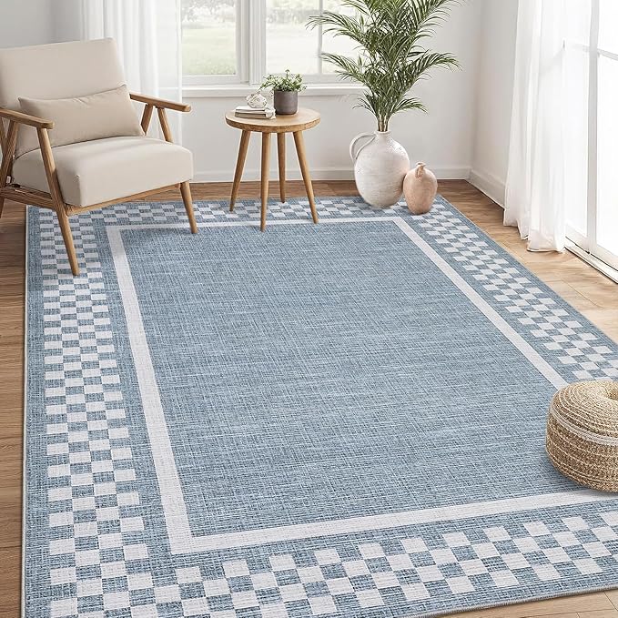 Small Bedroom Area Rug 3x5 Checkered Area Rug - Image 2