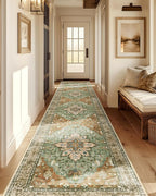 RELEANY Area Rugs Runner 2'x10' Washable Non-Slip, Floral Vintage Distress - Image 2