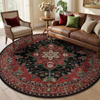 RELEANY Area Rugs Round 6ft Washable Non-Slip, Floral Vintage Distress by RELEANY