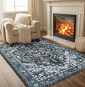 Rugflix 3x5 Area Rugs Machine Washable, Dark Navy Blue Carpet by RugflixAreaRugs