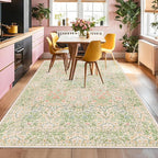 Hazo Haus Light Beige Green Floral Living Room Rug, 7x9 Washable Area Rug - Image 6