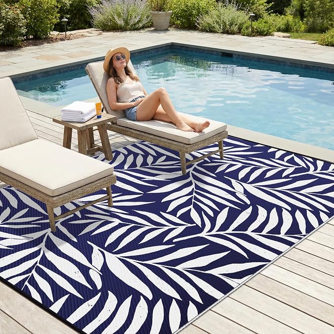 Smiry Outdoor Rug 6x9 ft, Waterproof Reversible Plastic Straw Rugs, Outdoor - Image 3