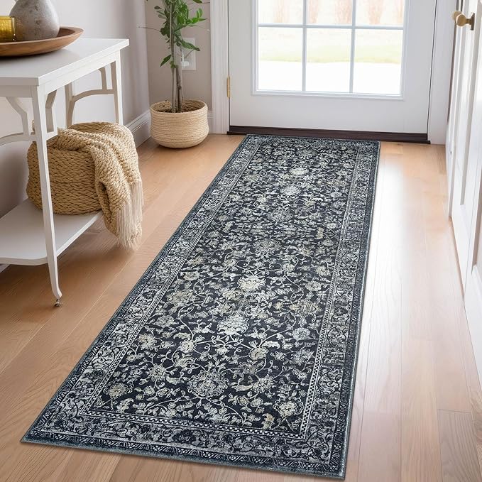 KILOCOCO Hallway Runner 2x6 Rug Runner Printed Vintage Floral Washable Kitchen by Kilococo