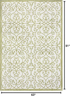 JONATHAN Y Vintage Filigree Indoor Outdoor Area Rug 5X8 Green/Cream, Madrid - Image 2