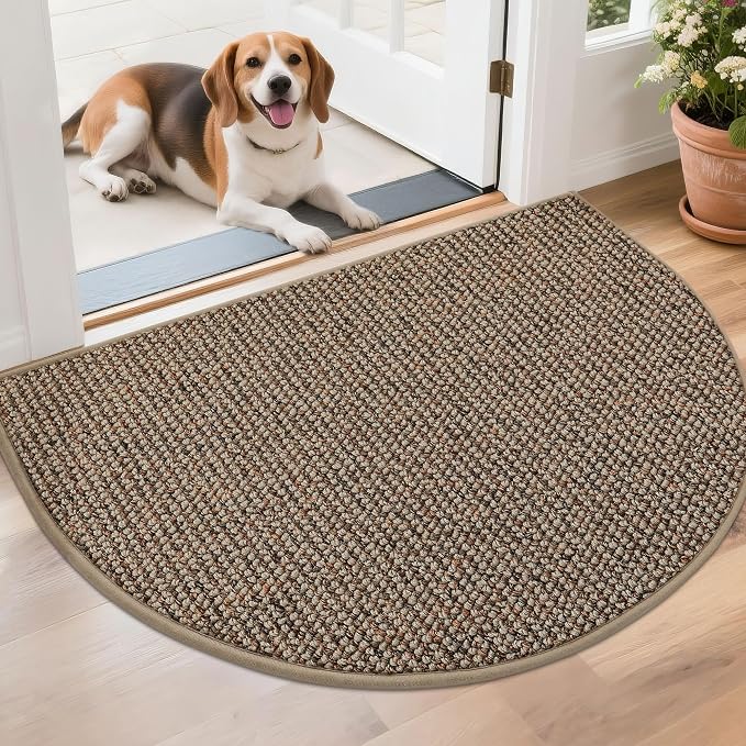 BEQHAUSE Dirt Trapper Door Mat 26" x 40" Half Circle Non-Slip Washable Doormats by BEQHAUSE