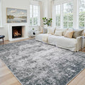 Area Rug 6x9 Living Room Rug Washable: No-Slip Abstract Soft Thin Large Gray by Oriannal