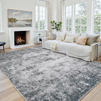 Area Rug 6x9 Living Room Rug Washable: No-Slip Abstract Soft Thin Large Gray by Oriannal