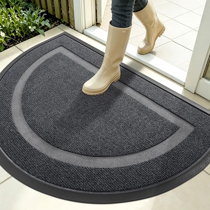 OLANLY Half Circle Door Mat Indoor Outdoor Entrance Welcome, Waterproof by OLANLY
