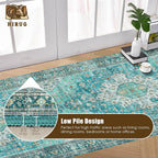 Washable Area Rug 2'6'' x 8' Vintage Traditional Persian Mat - Image 5