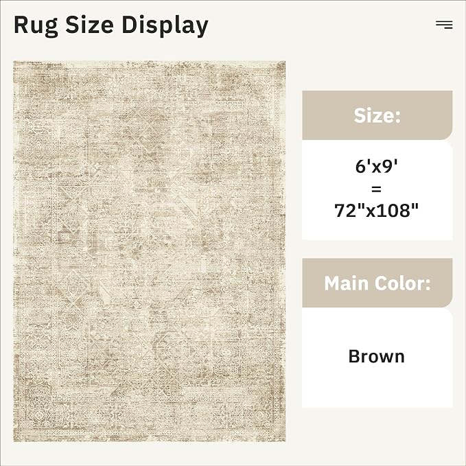 Soalmost 6x9 Area Rug for Living Room Floral Washable Non-Slip Modern Rugs for - Image 4
