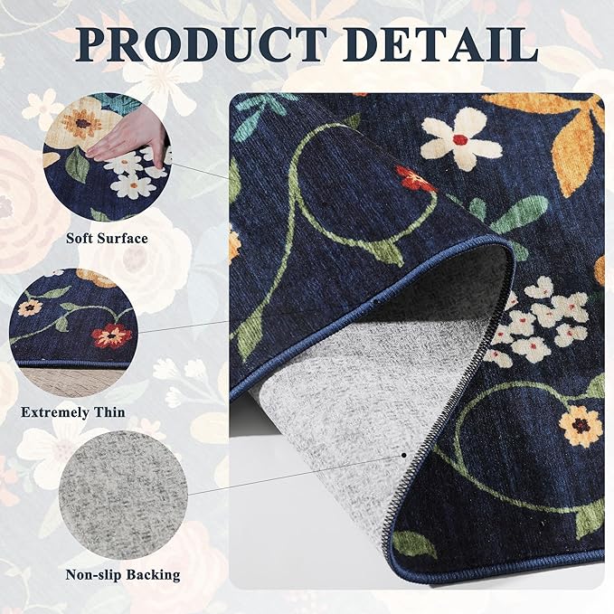 DUKINO 3x5 Area Rug, Floral Rugs - Image 5