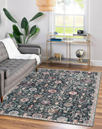 Lahome Moroccan Trellis Washable Small Area Rug, 3x5 Black Rug - Image 4