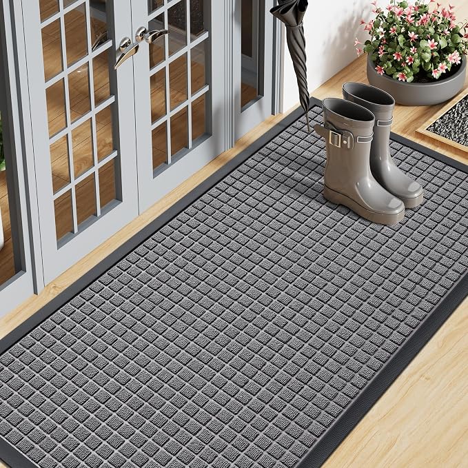 Smiry Front Door Mat Outside Entrance, Heavy Duty Natural Rubber Doormat by Smiry