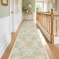 Beige Green 2'6" x 10' Runners for Wide Hallways Non Slip, Extra Long 10ft by HazoHaus