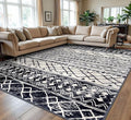 KUTA Moroccan Area Rugs 9x12 Living Room Black Navy Blue, Large Washable Boho by KUTA