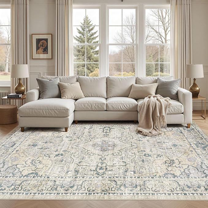cotiled 6x9 Area Rug Machine Washable Vintage Carpet by COTILED