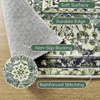 Green Washable Bathroom Hallway Runner Rug - Image 3
