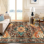 Yamaziot Area Rug 9x12 Large Rug, Non-Slip Washable Boho Vintage Living Room - Image 5