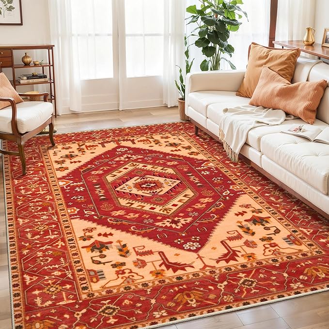 SERISSA 5x7 Boho Area Rug, Washable Non-Slip Rugs by SERISSAHomeDecorCollection