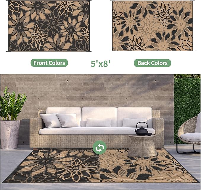 GENIMO Outdoor Rug Waterproof for Patio Decor, Large Area Rugs Mats for RV - Image 5