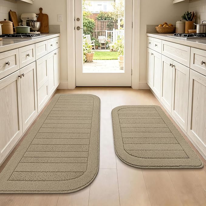 BEQHAUSE Kitchen Rugs Set of 2 Non-Slip Washable Kitchen Mats by BEQHAUSE