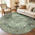 RELEANY Area Rugs Round 6ft Washable Non-Slip, Floral Vintage Distress by RELEANY