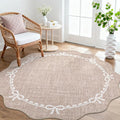 GarveeHome Scalloped Bow Rug for Living Room, 6ft Round Rugs Washable Solid by GarveeHome