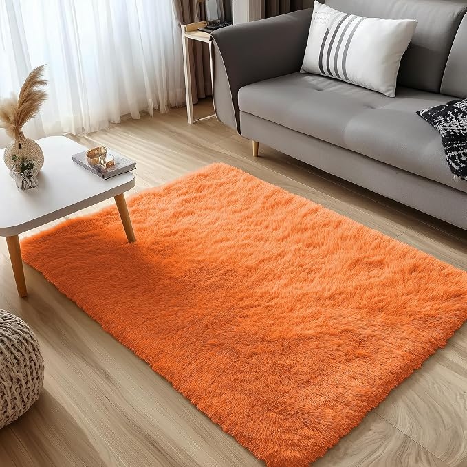 OLANLY 3x5 Machine Washable Small Bedside Rug, Soft Fluffy Shaggy Rugs - Image 3