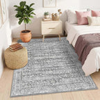Latte&Fog 4x6 Rugs for Living Room, Vintage Washable Grey Area Rug for Bedroom - Image 4