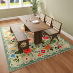 Rugcomf Living Room Rug 5x7 Rug Machine Washable Boho Area Rug Non Slip Floral - Image 6
