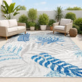 JONATHAN Y Tropics Palm Leaves Indoor Outdoor Area Rug 3X5 Gray/Blue, Boho by JONATHANY