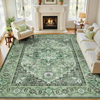 Lofus 8x10 Washable Rugs Non-Slip, Vintage Floral Area Rug by Lofus