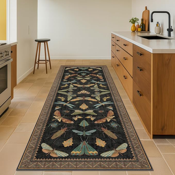 Green and Black 3x10 Wide Washable Runner Rugs - Image 3