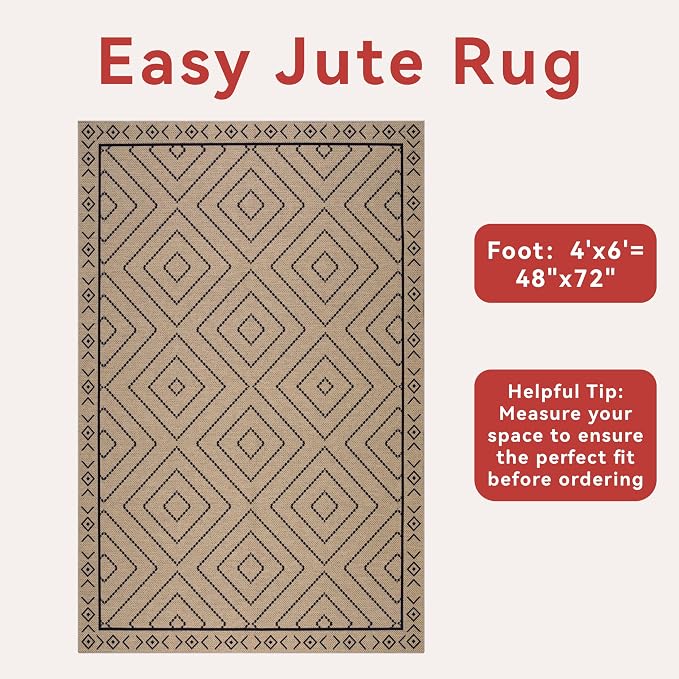 Tangsoo Modern Easy Jute 4x6 Outdoor Rug - Image 3