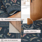 Vintage Dark Blue 4ft Round Area Rug, Washable Soft Circle Rug - Image 4