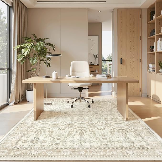 Soalmost 7x9 Area Rug for Living Room Washable Abstract Vintage Soft Thin - Image 3