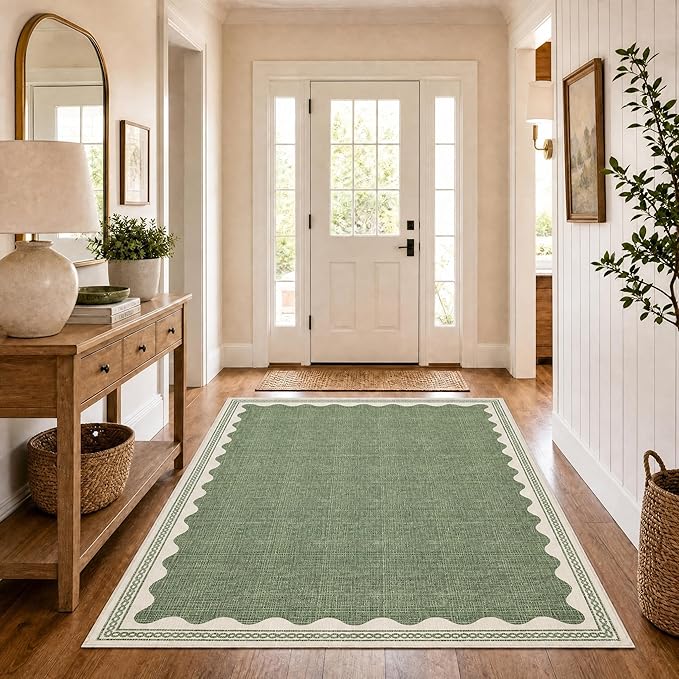 GarveeHome Scalloped 4x6 Rug Non-Slip Washable Low-Pile Carpet by GarveeHome