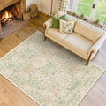 Hazo Haus Beige Green Bedroom Rug 5x7 Area Rug by HazoHaus