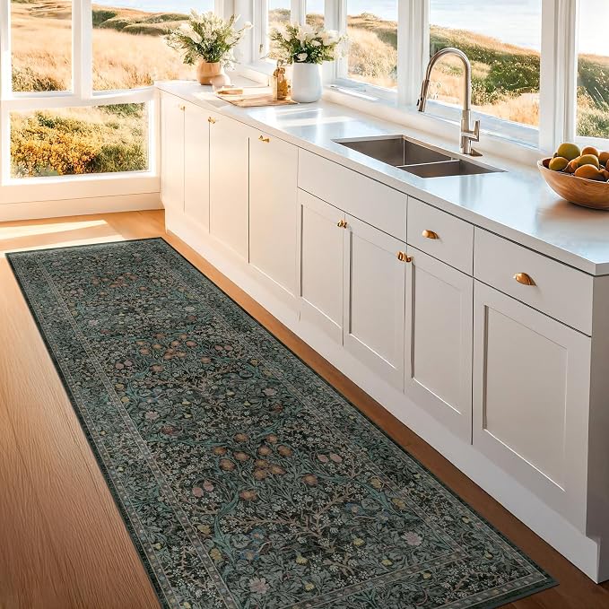 Dark Green 3x10 ft Extra Long Wide Runner Rug - Image 2