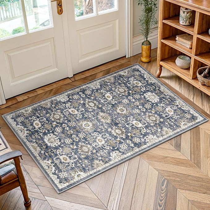 AMADA HOMEFURNISHING 2x3 Washable Area Rug, Low-Profile Entryway Rug - Image 4