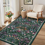Area Rug Living Room Rugs: Floral 3x5 Washable Rug Vintage Soft Boho Non-Slip - Image 4