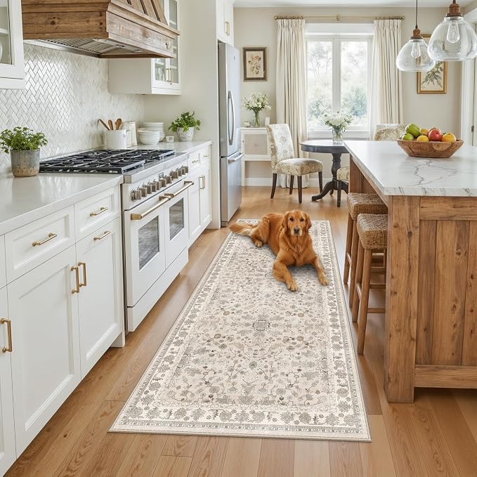 3x7 Washable Non-Slip Kitchen Runner Rug – Soft Low-Pile Stain-Resistant Carpet - Image 3