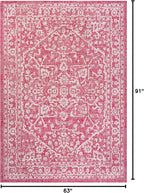 JONATHAN Y Boho Medallion Indoor Outdoor Area Rug 5X8 Fuchsia/Light Gray - Image 2